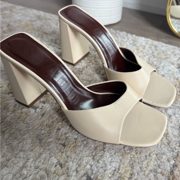 STAUD Shoes - STAUD Sloane Beige Women's Block Heel Sandals